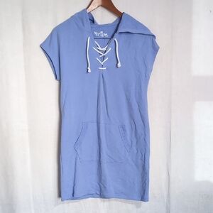 Flirtitude Active Light Blue Cap Sleeve Lace Chest Hoodie Dress Size Medium